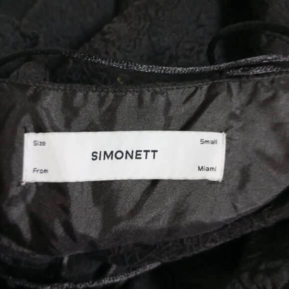 Simonett Beya Dress Black Size S Puff Sleeve Textured Fabricv Womens - Picture 2 of 11